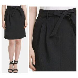 DKNY Womens Black Textured Pleated Paperbag Waist A-line Skirt 10